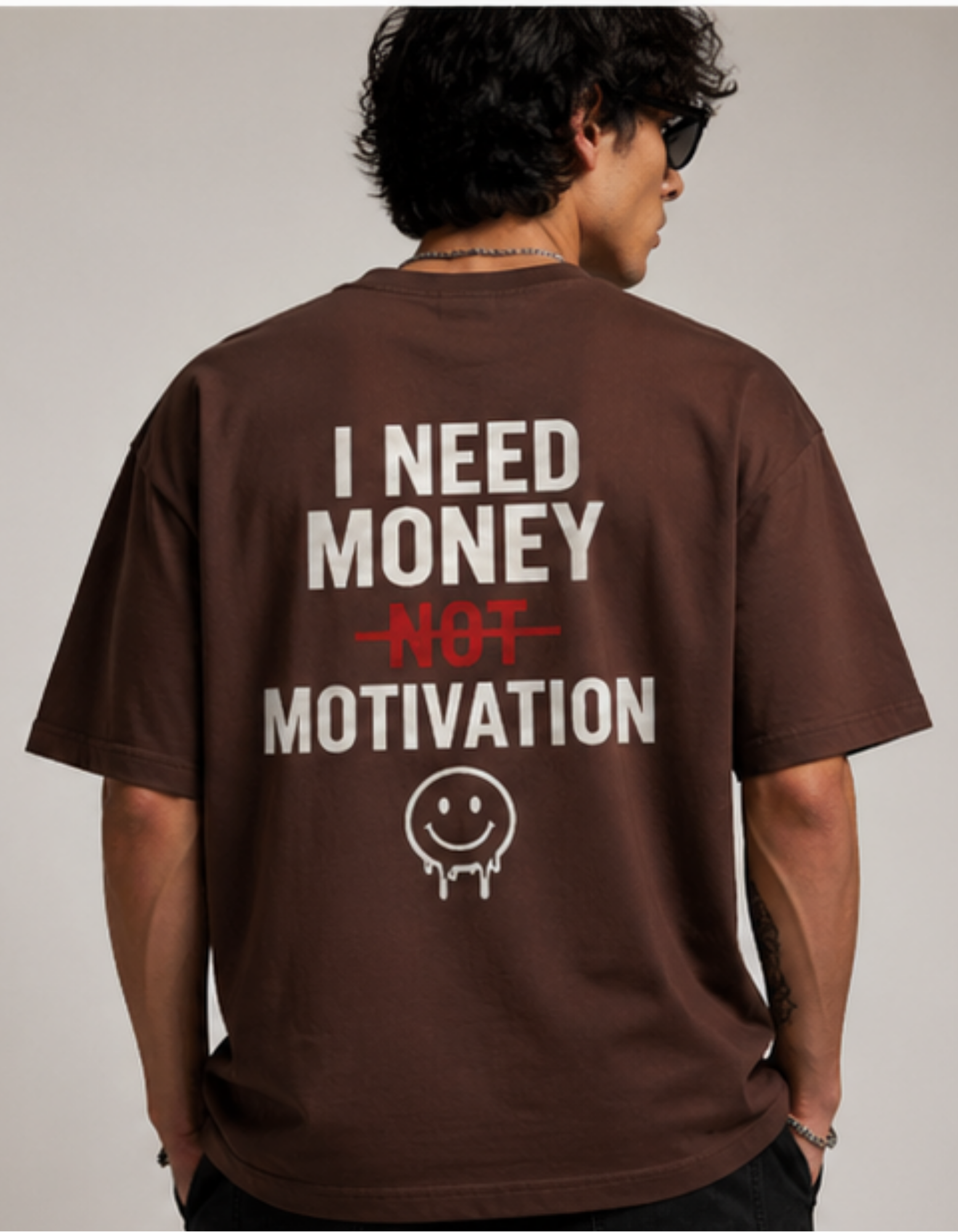 I Need Money Not Motivation Oversized Graphic T-Shirt - Image 4