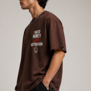 I Need Money Not Motivation Oversized Graphic T-Shirt