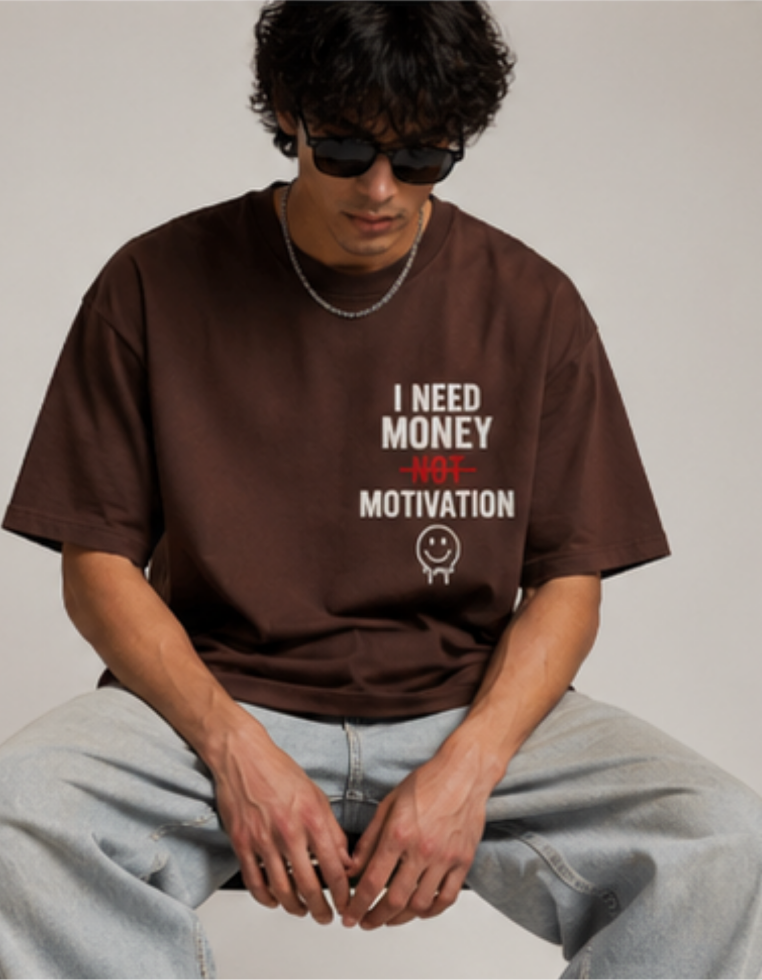 I Need Money Not Motivation Oversized Graphic T-Shirt - Image 2